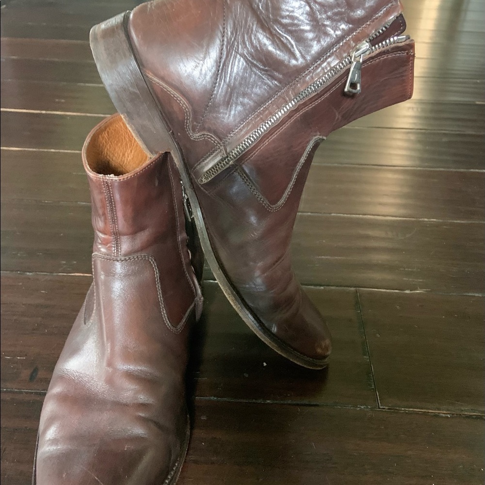 John Varvatos brown leather chelsea boots